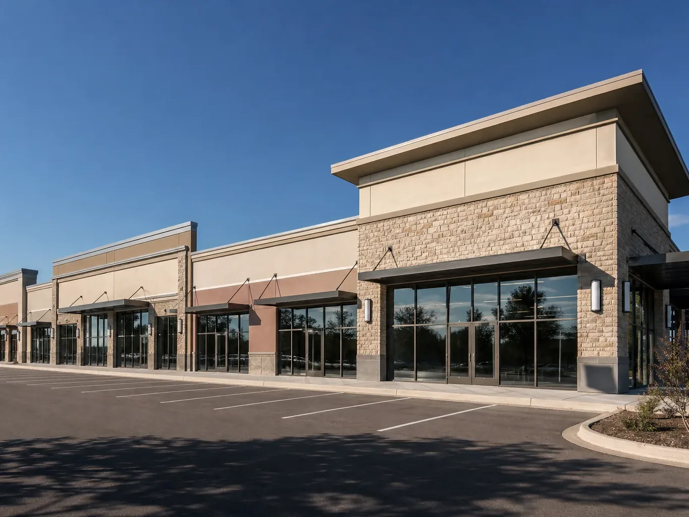 A surface parking lot spreads in front of an anchored Austin retail plaza