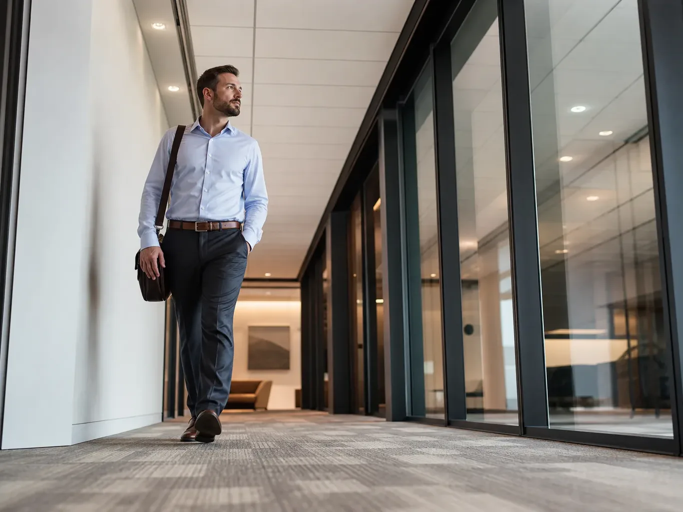 A property manager does a walkthrough of an Austin office floor nearing lease expiration