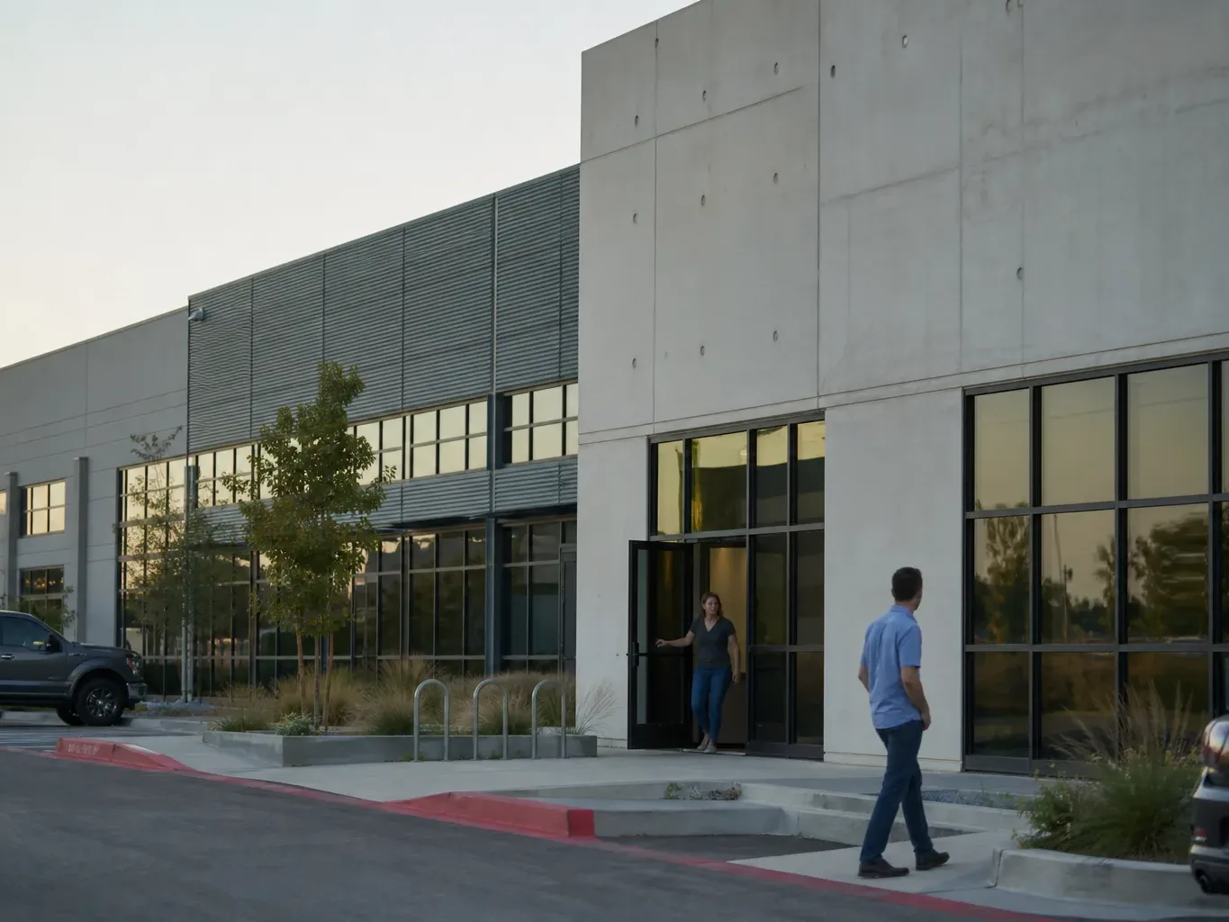 A flex building exterior sits along an Austin industrial corridor